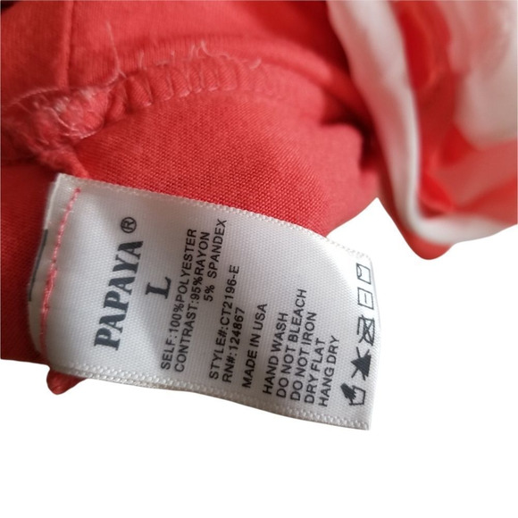 Papaya large L sheer top wide stripe beach beachy orange white stripped shirt bl - Picture 6 of 8